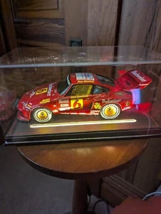 Car Display Case Acrylic & Leather LED Light 1/24 Model Diecast Toy NASCAR Box - Picture 1 of 15