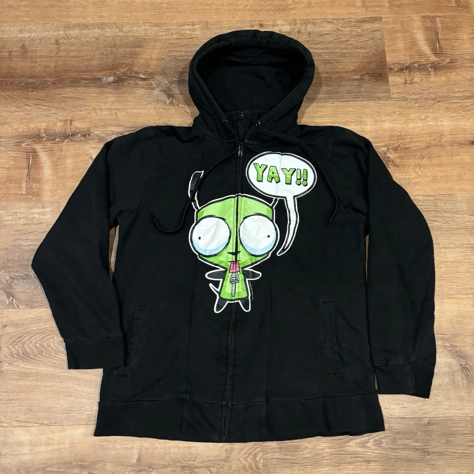 Sudadera con Capucha Y2K Invader Zim De Colección Para Mujer XL Doble Cremallera Dibujos Animados Poderosamente Fina Foto 1 de 4