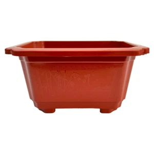 18cm Classic Design Orange Plastic Bonsai Pot With Artwork - Picture 1 of 6