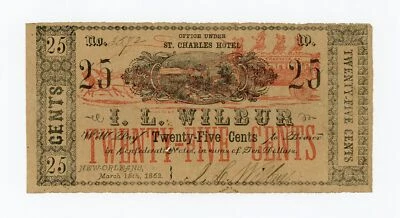 1862 25c I.L. Wilbur - New Orleans, LOUISIANA Merchant Scrip - Image 1 of 2