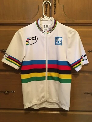 Camiseta deportiva de ciclismo para hombre XS SMS Santini UCI campeón del mundo cremallera completa hecha en Italia Foto 1 de 4