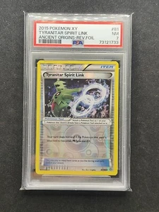 PSA 7 Pokémon TCG Tyranitar Spirit Link Ancient Origins 81/98 Reverse Holo - Picture 1 of 2