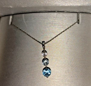 Zales Blue White Topaz Necklace New in Box - Picture 1 of 2