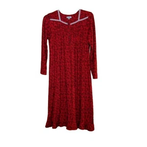 Secret Treasures Nightgown  M 8 10 Red Flowers Lace Trim Ruffles Hem Grannycore - Picture 1 of 8