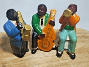 African American Cajun Black Musicians Ceramic Hand Painted Figurines VINTAGE - Picture 1 of 5