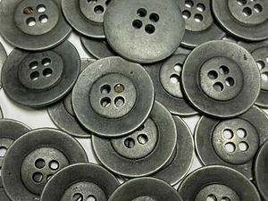 Cool Metal Button 'Soup Dish" Shape Vintage Pewter Finish 13mm 18mm 4hole - Picture 1 of 10