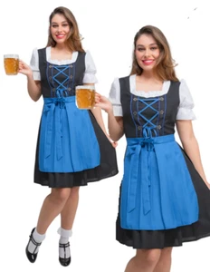 Vestido Dirndl Bávaro Damas Oktoberfest Festival de Cerveza Alemana Vestido Elegante Disfraz - Imagen 1 de 6