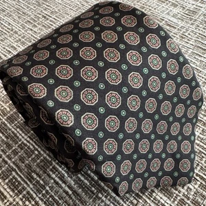 Vtg Park Avenue Bernard Shepherd Black Green Red Foulard Print Men’s Silk Tie - Picture 1 of 9