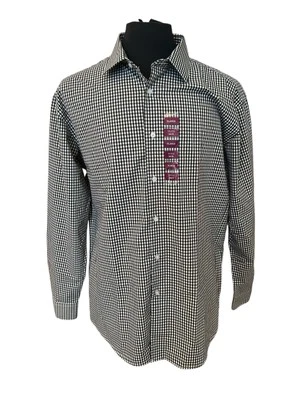 Lucky Brand Preppy Stretch Regular Fit Dress Shirt Black White Check Men XL NWT - Image 1 of 4