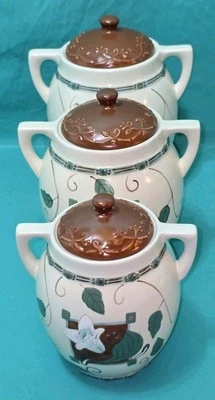 Set of 3 Pfaltzgraff Mission Flower Canisters Large, Medium & Small Excellent  - Image 1 of 4