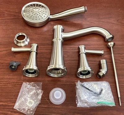 NUEVO Grifo de bañera romano de níquel cepillado Moen Belfield T9024BN con ducha de mano B55 Foto 1 de 4