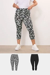 Yours Curve Women's Plus Size Multipack Cropped Leggings - Picture 1 of 10