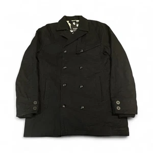 Volcom Men’s L Black Cotton Twill Military Peacoat Grad Jacket Nautical Buttons - Picture 1 of 15