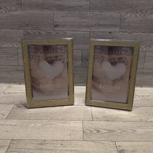 Set of 2 Kensie Home 4x6 Picture Frames Gold Glitter Sparkle Tabletop Decor - Picture 1 of 11