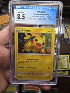 CGC 8.5 Pikachu Black Star Promo 2017 Pokémon Shining Legends Pin Coll. SM76 - Picture 1 of 2