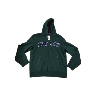 NUEVA Sudadera Nautica Cremallera Completa Logo con Bolsillos Sudadera con Capucha Talla L Verde Retro  Foto 1 de 4