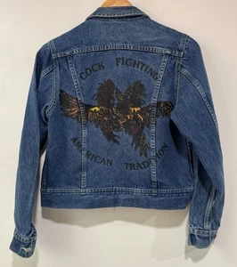 Chaqueta Denim Ms Lee De Colección EE. UU. Talla Pequeña Pintada Tradición Americana - Imagen 1 de 4