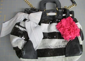RARE Juicy Couture Handbag Y2K Black & grey Top Handle Purse Charm RARE - Picture 1 of 13
