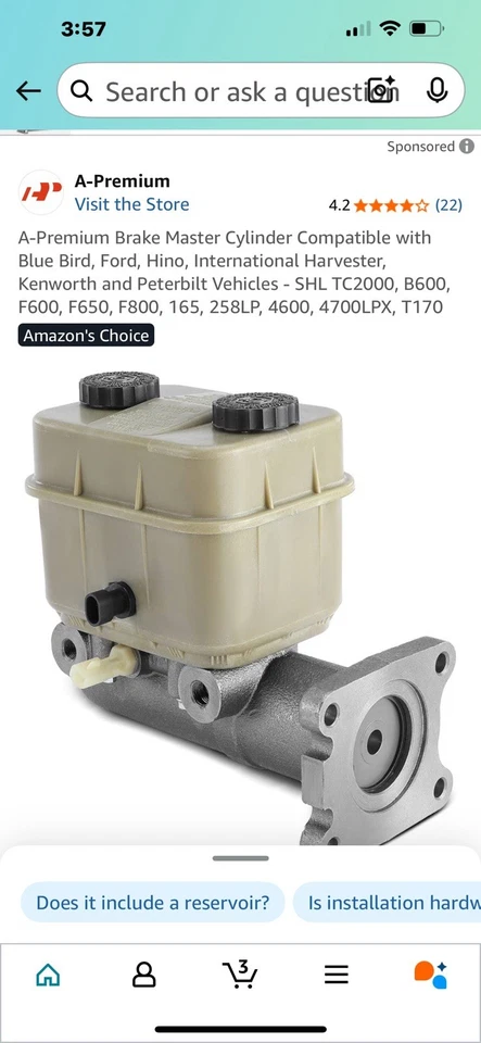 Cilindro mestre de freio Blue Bird Ford Hino International Harvester Peterbilt novo - Imagem 1 de 4