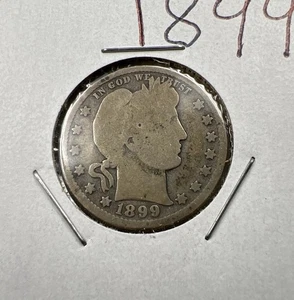 1899 P 25c Barber Silver Quarter Coin CH AG About Good Circulated SKU#A - Picture 1 of 6