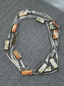 Vintage Les Bernard Abalone Muschel & Silber Gliederkette 58" Halskette - Bild 1 von 15