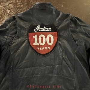 Vintage Indian Motorcycle 100 Year Centennial Ride Leather Jacket XXL RARE! FLAW - Picture 1 of 24