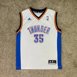 Oklahoma City Thunder Jersey Kids Youth M White #35 Kevin Durant OKC Adidas NBA - Picture 1 of 24
