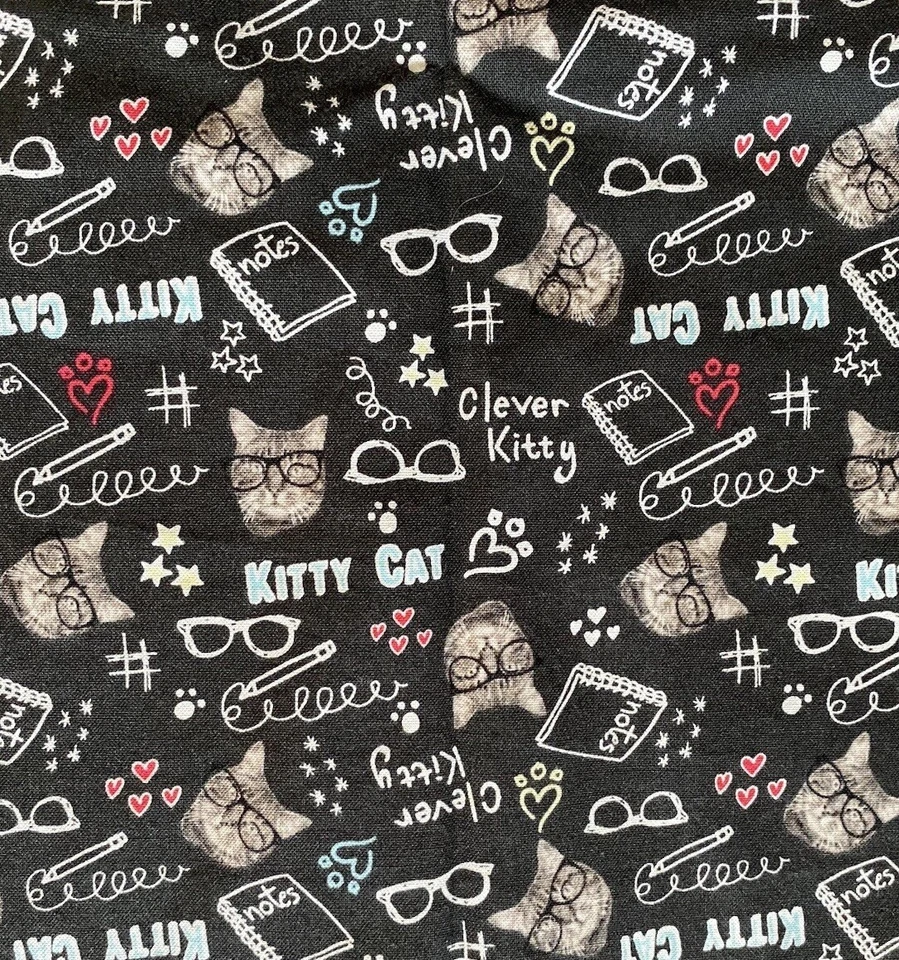 Camelot Fabrics by Rachael Hale CLEVER KITTY Eyeglasses 34180101 Black 36 x 41” - Image 1 of 4