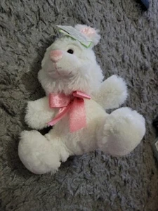 Bunny Rabbit Easter Spring White Plush Stuffed Animal Toy Gift AA90 - Picture 1 of 3