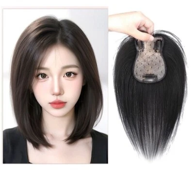 Topper de cabello humano 100 % real de seda dorada suave de 2,75 x 4,3" para mujer clip en 10" Foto 1 de 4