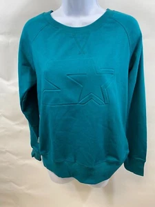 Sudadera para mujer Starter nueva con etiquetas ligera cuello redondo logotipo estrella en relieve verde azulado M - Imagen 1 de 12