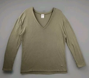 Camicia Pink By Victoria Secret verde oliva LS scollo a V taglia media casual comoda - Foto 1 di 8