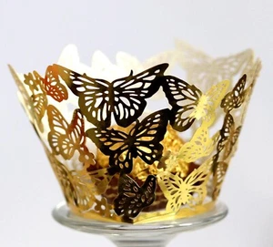 25x Cupcake Cases Wrapper Butterfly Wraps Filigree Lace Muffin Laser Cut Party - Picture 1 of 12
