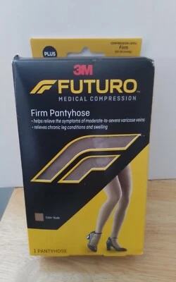 Futuro Firm Pantyhose Medical Compression Leg Swelling Relief 1 Pair Nude - Plus - Image 1 of 2