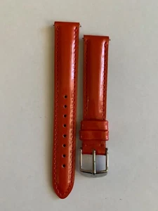 Michele 16mm Genuine Patent Bright Orange Leather Watch Strap MS16AA050820 - Picture 1 of 5