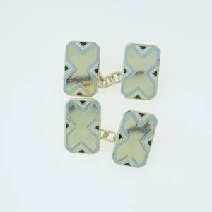 Vintage Sterling Silver Enamel Cufflinks dated 1988 - Picture 1 of 2