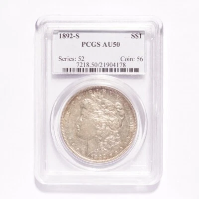 1892-S Morgan Silver Dollar PCGS AU50 - Image 1 of 2