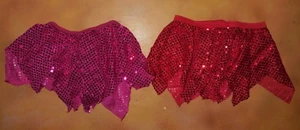 Dance Jazz Tap Faux Sequin Pointed Hem Skirt Raspberry or Red Small Child - Picture 1 of 7