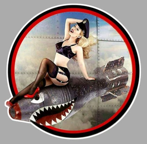 Pin Up " Shark " left /  gauche sticker vinyle laminé - Picture 1 of 1