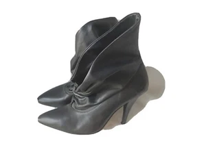 REPORT SIGNATURE TEAL BLUE LEATHER ANKLE BOOTS w/Slouch Style & Slim Heels 7.5M - Picture 1 of 3