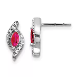 10k White Gold Diamond and Ruby Earrings - Picture 1 of 7