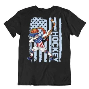 Hockey Sport T-Shirt Tee Gift Cool Vintage Cute Funny Happy Skates Goal Usa Flag - Picture 1 of 7