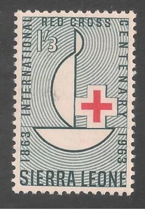 Sierra Leona #250 (A37) VF MINT LH - 1963 1sh3p Cruz Roja y Emblema del Centenario - Imagen 1 de 1