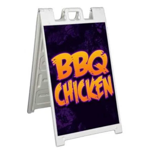 BBQ CHICKEN Signicade 24x36 Aframe Sidewalk Sign Banner Decal BARBEQUE FOOD - Picture 1 of 9