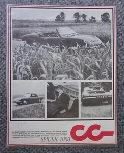 Folleto de venta de MKT francés CG SPIDER 1000 orig 1967 - Chappe et Gessalin - Imagen 1 de 2