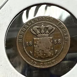 1858 NETHERLANDS EAST INDIES 1/2 CENT - Picture 1 of 2