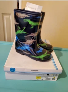 Carter's Blue & Green Dinosaur Print Rain boots Boys Girls Unisex size 12 - Picture 1 of 3