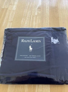 Ralph Lauren LRL Twin Flat Sheet Polo 100% Baumwolle einfarbig dunkelblau NEU Paket - Bild 1 von 4