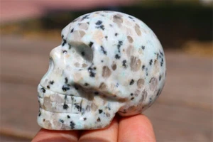 2" Natural Carved kiwi jasper Skull Reiki Crystal Skull Heal Figurine gift 1pc - Picture 1 of 10