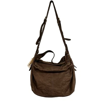 Daad Crossbody Satchel Bag Purse Brown DistressedLeather Slouchy Boho Hobo - Image 1 of 4